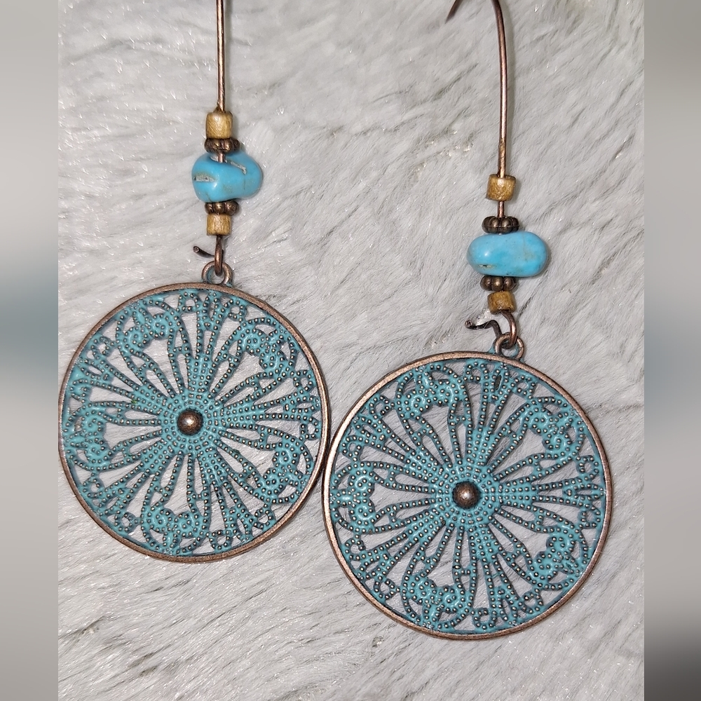 Boho Turquoise Dangle Earring Set - Picture 3 of 6